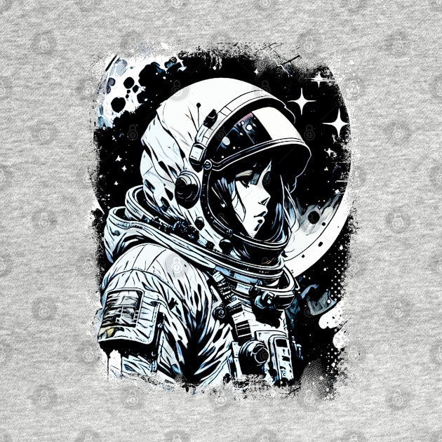 Woman Astronaut in space Abstract Science fiction illustration by Naumovski